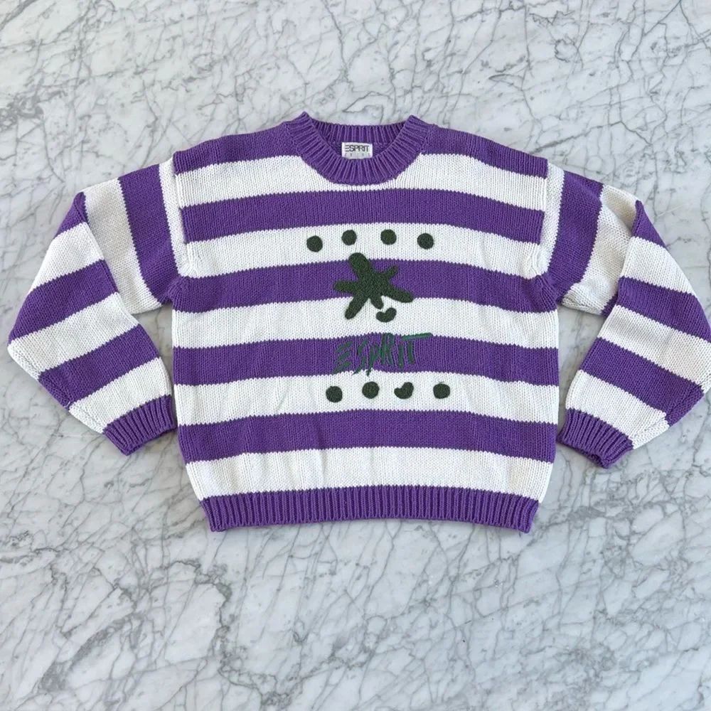 Vintage 90’s Y2K Esprit Chunky Knit Sweater Striped Womens S/M